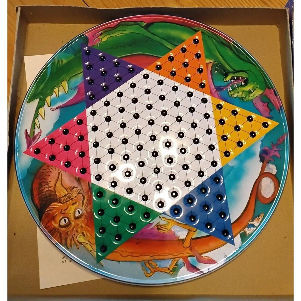 Dragon Vintage Chinese Checkers Tin Board Game 1997 Cardinal Industries Excellen